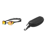 Arena Unisex's Cobra Ultra Swipe Goggle, Yellow Copper-Black, One Size & SWIM GOGGLES CASE - ALL BLACK