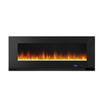 Amazon Basics Wall-Mount Electric LED Multicolour 3D Heating Fireplace with Remote Control, 1300W [UK plug], 50" (127 cm), Black