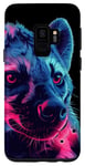 Coque pour Galaxy S9 Féroce bleu violet tête de hyène safari animal gardien de zoo art