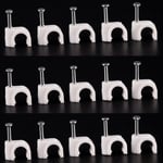 50 Round Tidy Cable Clips Fixing Nail for Electrical Wire Phone Internet TV Lead