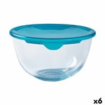 Rund matlåda med lock Pyrex Cook & Store Blå 15 x 15 x 8 cm 500 ml Silikon Glas (6 antal)