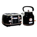 Black & Rose Gold Kettle and Toaster Set by