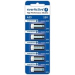 EverActive 5 x paket med 20 alkaliska batterier MN21 A23 12 V V23GA -23 A (1 blisterkort) - EV23ABL5