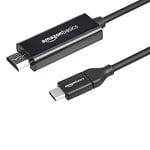 Amazon Basics Câble adaptateur USB-C vers HDMI (compatible Thunderbolt 3) 4K @30 Hz - 0.3 m, noir