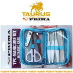 7x Pcs PRIMA Manicure Kit + Travel Case Nail Clippers Tweezers Scissors File UK