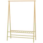 Bambu klädhängare, klädhängare med hyllor och krokar, klädhängare med klädstång, för hall, vardagsrum, sovrum, 116 x 43,5 x 160