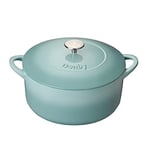 Denby - Pavilion Blue Cast Iron Casserole Dish - Dutch Oven, Oven Safe Pot, Enamelled - 26cm, 5.4L Capacity - Round