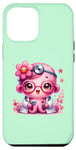 Coque pour iPhone 13 Pro Max Fond vert avec mignon pieuvre Docteur en rose