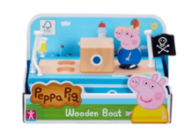 Peppa Pig Push Along Sustainable Wooden Pirate Boat with George Figure