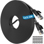Cat 6 Ethernet Cable 30m, Long Internet Cable Flat Gigabit Network Cable 30 High