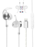 Lightning Headphones Earbuds Earphones with Microphone Controller MFi Certified Noise Isolation Compatible iPhone 13 12 11 Pro Max iPhone X/XS Max/XR iPhone 8/P iPhone 7/P NeoFlow White