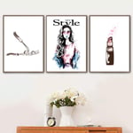 WADPJ Girl Perfume Lipstick Nail Polish Makeup Wall Art Canvas Painting Nordic Posters And Prints Wall Pictures For Living Room Decor-40x60cmx3 pcs no frame