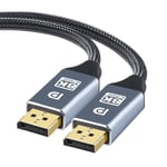 Port d'affichage 4/8K vers adaptateur HDMI câble vidéo et audio DP vers écran HDMI pour moniteur de projecteur de télévision pour ordinateur portable, gris-2M 4K