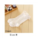 High Knee Socks Lace Stockings Breathable Cream M