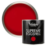 Vintro Paint | Red | Eggshell Paint | for Walls | Wood | Trim | Satin Furniture Paint | Interior & Exterior Use. (2.5 Litres, Valentine - Red)