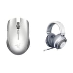 Razer Atheris Mercury Edition - Ergonomic Gaming Mouse,Mercury & Kraken - Cross-Platform Wired Gaming Headset for PC, PS4, Xbox One & Switch, 50mm Diaphragm, 3.5mm Cable - White