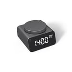 Xoopar - Réveil Numérique Lumineux avec Thermomètre - Reglage Automatique Heure et Température - Configuraton Alarme Facile - Fabriqué en Aluminium - Plastique Recyclé - REDDI Alarm Noir