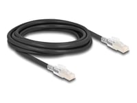 Delock - Patch-Kabel - Rj-45 (Hane) Till Rj-45 (Hane) - 3 M - 6 Mm - S/Ftp - Cat 6A - Halogenfri, Formpressad, Hakfri, With Secure Clips Set - Svart