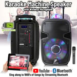 FT-JB Portable Bluetooth Karaoke Machine PA Speaker 12" Disco Light Wireless Mic