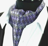NEW Lilac Ascot Cravat Tie Purple Silver Black Mens GIFT Scarf 100% Silk a20 UK