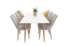 Venture Design Polar & Leone matgrupp Vit/grå 6 st stolar & bord 180 x 90 cm