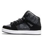 DC Shoes Pure Hi-Leather High-Top Shoes for Kids Basket, Black Camouflage, 30 EU