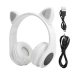 LED Brusreducerande Headset Kattöron Bluetooth 5.0 Headset med Mikrofon för Unga Människor Vit