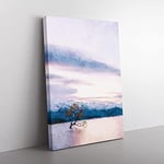 Big Box Art Lone Tree in New Zealand Painting Canvas Wall Art Print Ready to Hang Picture, 76 x 50 cm (30 x 20 Inch), White, Grey, Teal, Blue, Black