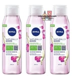 3 x Nivea Naturally Good ROSE WATER Oil Infused Shower Gel Body Wash 300ml