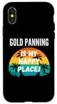Coque pour iPhone X/XS Gold Panning Is My Happy Place, design vintage rétro coucher de soleil