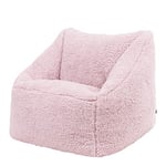 icon Kids Teddy Bear Bean Bag Chair, Pink, Large Bean Bag Chairs for Kids, Borg Sherpa Berber Fleece Kids Bean Bags, Faux Sheepskin Fluffy Bean Bags, Nursery Decor Bedroom Accessories Fluffy Chair