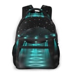 Lawenp Fashion Unisex Backpack Alien Spaceship Night Bookbag Lightweight Laptop Bag for School Travel Outdoor Camping