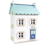 Le Toy Van – Blue Belle Wooden Doll House | Girls & Boys 3 Storey Wooden Dolls House Play Set - Suitable For Ages 3+