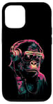 iPhone 15 Pro Neon Gorilla With Headphones Techno Rave Music Monkey Case