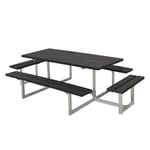 PLUS Picknickbord Basic med Extra Sittplatser Svart Plast 185813-25P