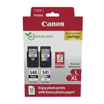 Canon PG540 L CL541 XL Value Pack de 2 Cartouches (Noir L Couleur XL) +50 Feuilles Papier Photo 10x15cm Certifié (Carton Recyclable 2024)