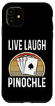 Coque pour iPhone 11 Live Laugh Pinochle Jeu de cartes avec dicton de nuit humoristique G