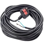 SPARES2GO 12M Long Black Cable Mains Power Lead for Hoover Vacuum Cleaner (UK Plug)