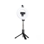 XO Selfie stick / stativ med ringlys, Bluetooth, 95cm - Sort