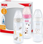 NUK First Choice+ Baby Bottles Set Anti Colic Vent (0-6 Months) - 3 Count, 300ml
