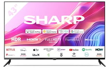 SHARP 43FD6K 43-Inch Full HD Smart Frameless Roku TV™ in Black with Active Motion 200, HDR10 Support, Freeview Play, Pre-Installed Apps, 3x HDMI & 1x USB