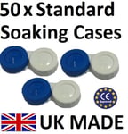 50 X Blue & White Coloured Contact Lens Storage Case -L+R Marked - UK Made