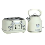 1.7L Kettle & 4 Slice Toaster Set Cream & Chrome