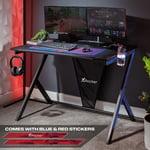 X ROCKER Ocelot PC Gaming Desk 115cm Computer Table Cup Holder & FREE Mousepad
