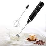 Milk Frother Handeld, ZAHRVIA Rechargeable Coffee Frother Electric Whisk, Electric Foam Maker with Three-Speed Double Whisk Head, Foamer Whisk for Coffee, Latte, Cappuccino, Hot Chocolate,Egg Beating