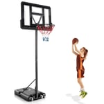 130 cm - 305 cm höjdjusterbar basketkorg med stativ & 2 hjul korgstativ svart