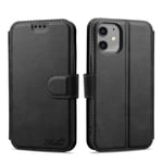 Keallce Compatible for iPhone 12 Mini Case, Premium PU Leather Wallet Flip Cover with Card Slot, Magnetic Closure & Kickstand Designed with iPhone 12 Mini Case Cover- 5.4'', Black