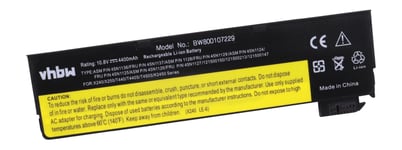 vhbw batterie compatible avec Lenovo ThinkPad T460(20FNA04DCD), T460(20FNA06FCD), T460P(20FWA00JCD) laptop (4400mAh, 11,1V, Li-Ion, noir)