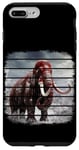 iPhone 7 Plus/8 Plus Retro black and red woolly mammoth on snow, clouds, art. Case