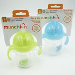 Munchkin Tip & Sip Weighted Straw Cup Spill-Proof Baby & Toddler Blue Green New